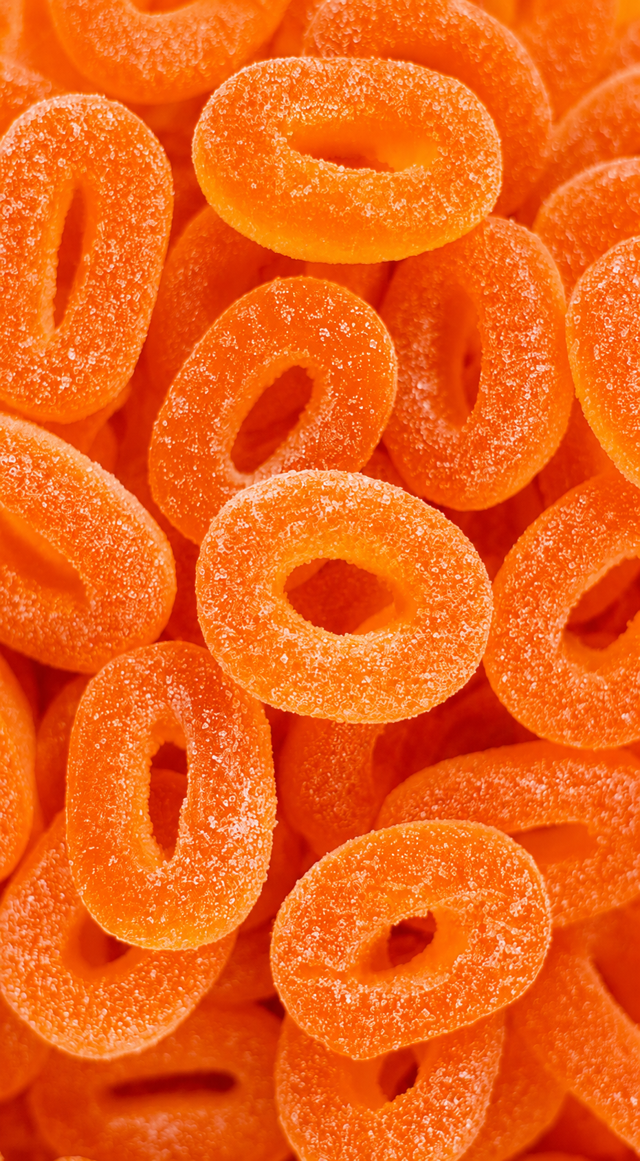 Orange sugar-coated gummy rings